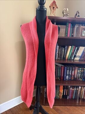 Coldwater Creek Coral Open-Front Knit Vest